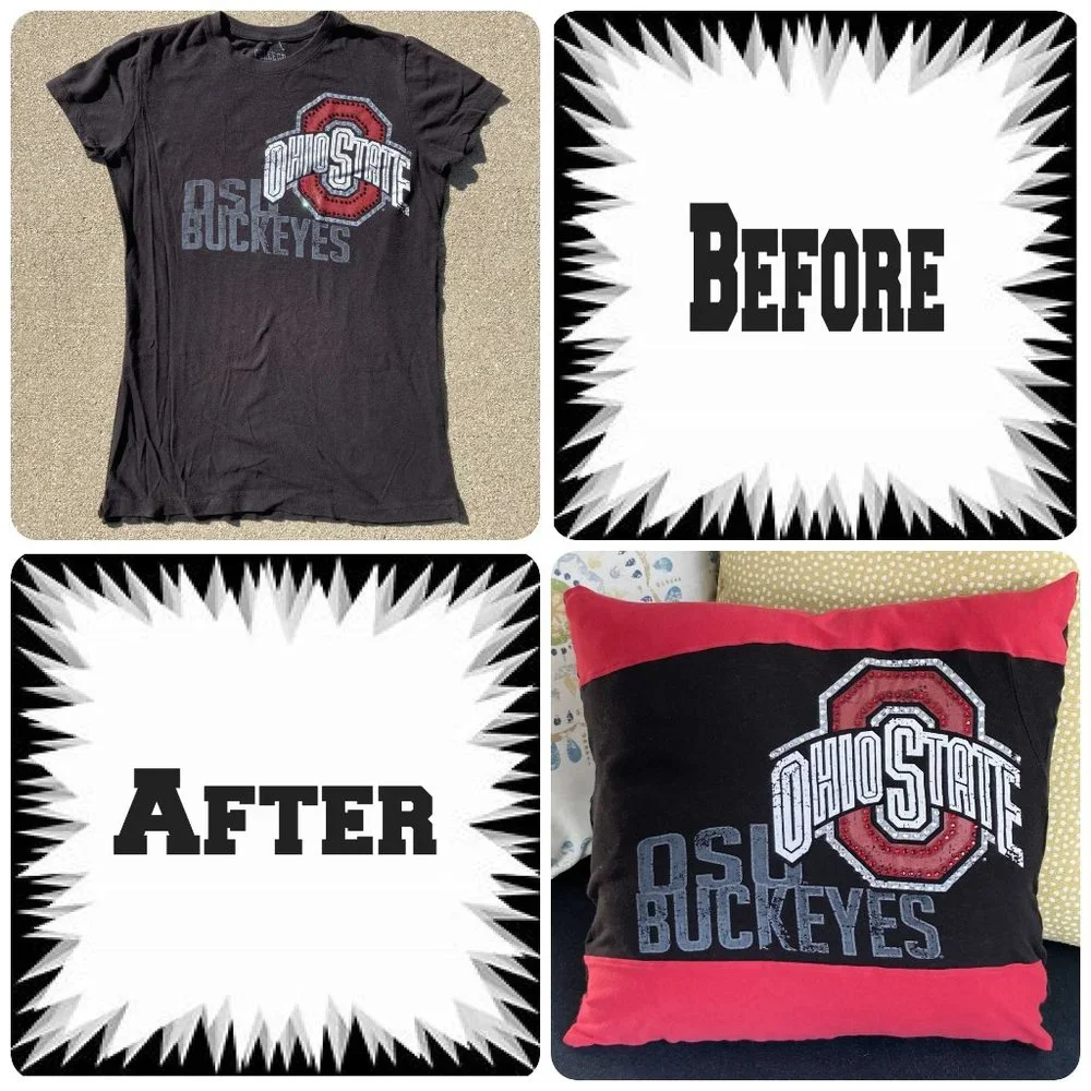 Ohio State University Buckeyes vintage upcycled t-shirt 16x16 throw pillow cover